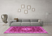 Machine Washable Persian Pink Traditional Rug in a Living Room, wshtr2619pnk