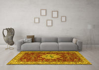 Machine Washable Persian Yellow Traditional Rug, wshtr2619yw