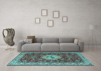 Machine Washable Persian Light Blue Traditional Rug, wshtr2619lblu