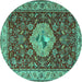 Round Persian Turquoise Traditional Rug, tr2619turq