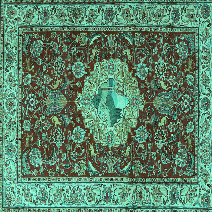 Square Persian Turquoise Traditional Rug, tr2619turq