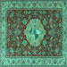 Square Persian Turquoise Traditional Rug, tr2619turq