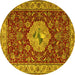 Round Machine Washable Persian Yellow Traditional Rug, wshtr2619yw