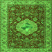 Round Machine Washable Persian Green Traditional Area Rugs, wshtr2619grn