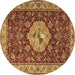 Round Machine Washable Persian Brown Traditional Rug, wshtr2619brn