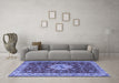 Machine Washable Persian Blue Traditional Rug in a Living Room, wshtr2619blu