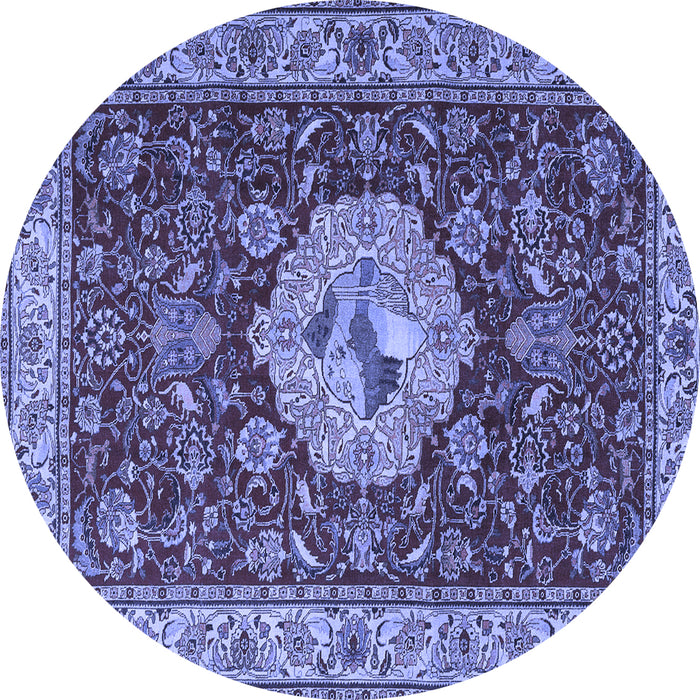 Round Persian Blue Traditional Rug, tr2619blu