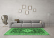 Machine Washable Persian Emerald Green Traditional Area Rugs in a Living Room,, wshtr2619emgrn