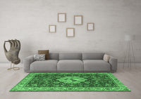 Machine Washable Persian Emerald Green Traditional Rug, wshtr2619emgrn