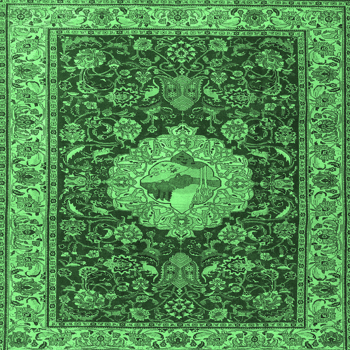 Square Machine Washable Persian Emerald Green Traditional Area Rugs, wshtr2619emgrn