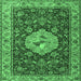 Square Machine Washable Persian Emerald Green Traditional Area Rugs, wshtr2619emgrn