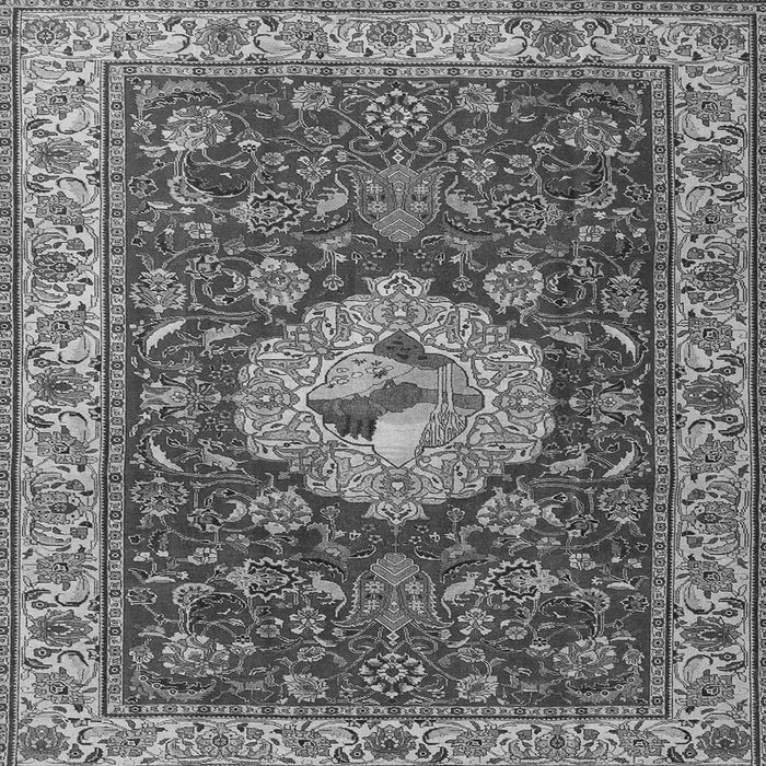 Round Machine Washable Persian Gray Traditional Rug, wshtr2619gry