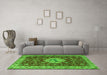 Machine Washable Persian Green Traditional Area Rugs in a Living Room,, wshtr2619grn