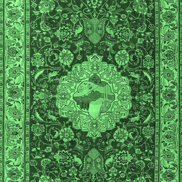 Machine Washable Persian Emerald Green Traditional Area Rugs, wshtr2619emgrn
