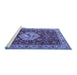 Sideview of Machine Washable Persian Blue Traditional Rug, wshtr2619blu