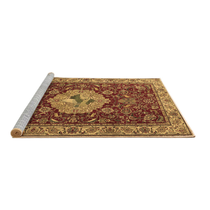 Sideview of Machine Washable Persian Brown Traditional Rug, wshtr2619brn