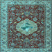 Square Machine Washable Persian Light Blue Traditional Rug, wshtr2619lblu