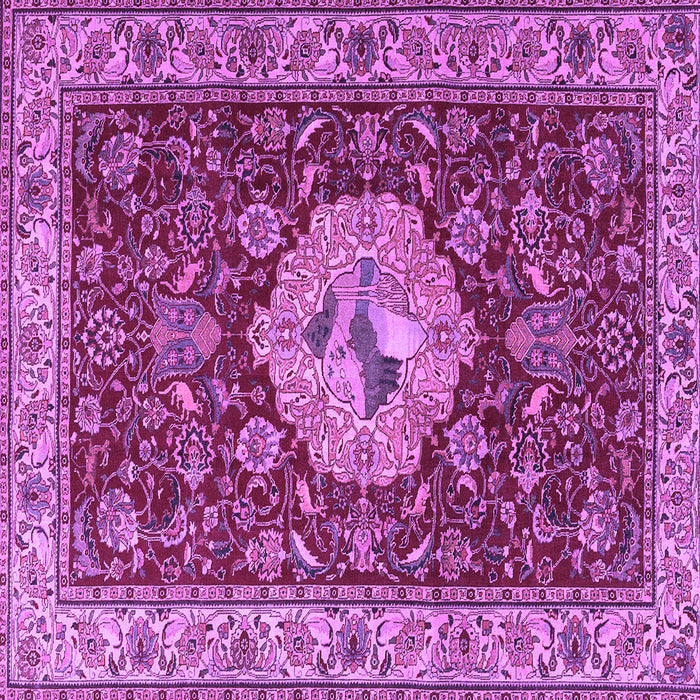 Square Machine Washable Persian Purple Traditional Area Rugs, wshtr2619pur