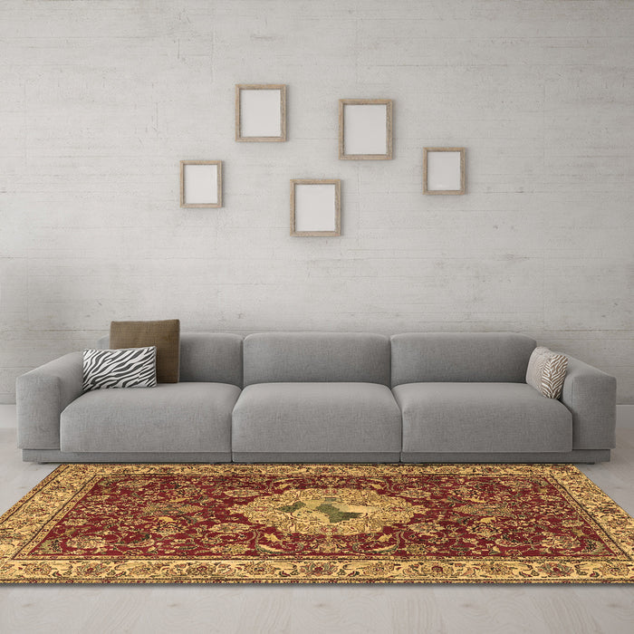 Machine Washable Persian Brown Traditional Rug in a Living Room,, wshtr2619brn