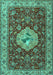 Machine Washable Persian Turquoise Traditional Area Rugs, wshtr2619turq