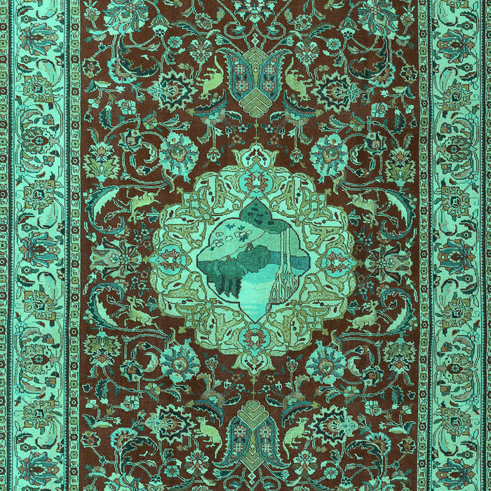 Machine Washable Persian Turquoise Traditional Area Rugs, wshtr2619turq