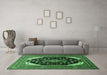 Machine Washable Medallion Emerald Green Traditional Area Rugs in a Living Room,, wshtr261emgrn