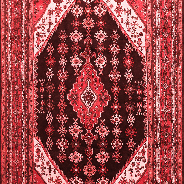 Machine Washable Medallion Red Traditional Rug, wshtr261red