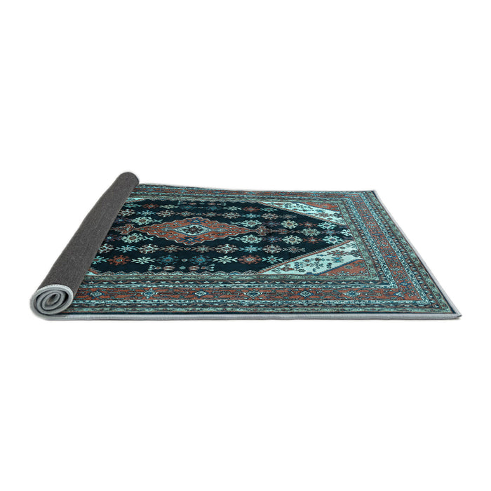 Sideview of Medallion Light Blue Traditional Rug, tr261lblu