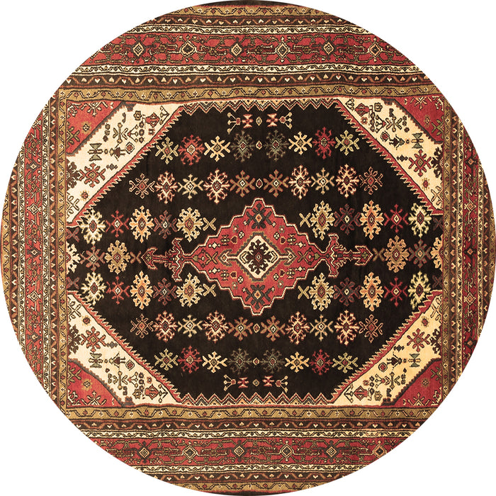 Round Medallion Brown Traditional Rug, tr261brn