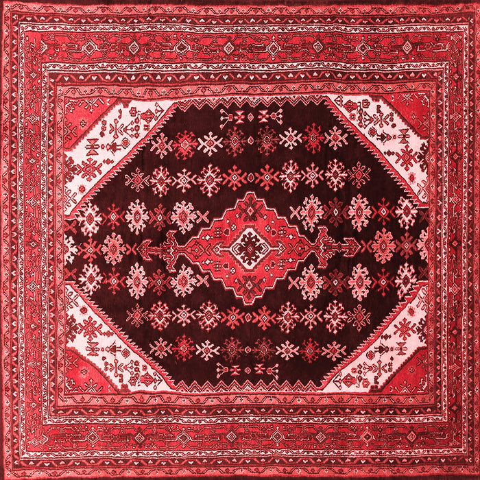 Machine Washable Medallion Red Traditional Rug, wshtr261red