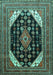 Machine Washable Medallion Turquoise Traditional Area Rugs, wshtr261turq