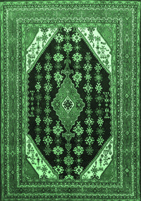 Medallion Emerald Green Traditional Rug, tr261emgrn