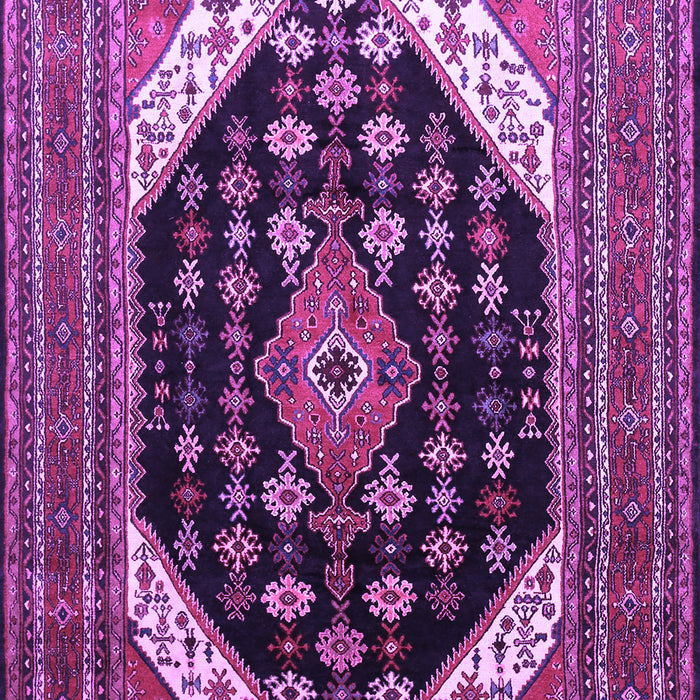 Machine Washable Medallion Purple Traditional Area Rugs, wshtr261pur