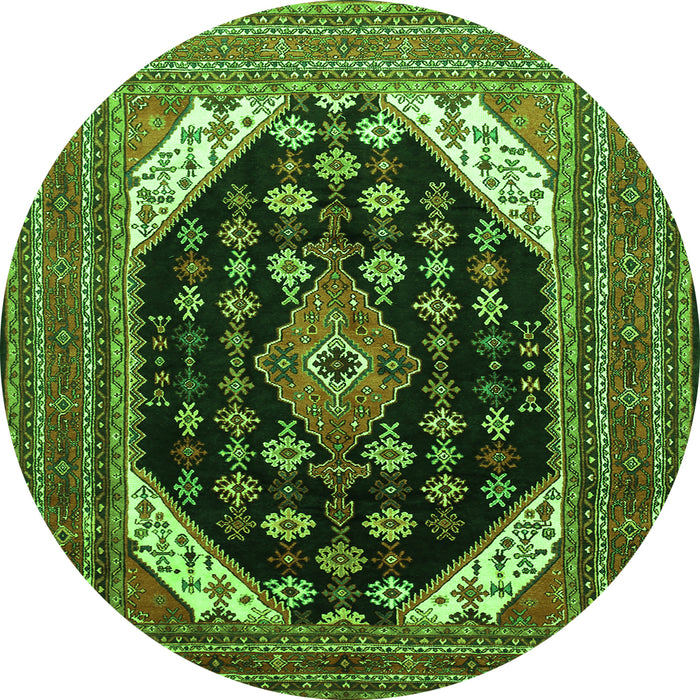 Square Medallion Green Traditional Rug, tr261grn