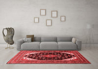 Machine Washable Medallion Red Traditional Rug, wshtr261red