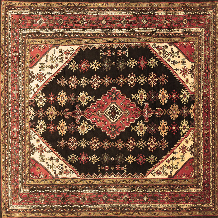 Square Medallion Brown Traditional Rug, tr261brn