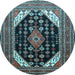 Round Medallion Light Blue Traditional Rug, tr261lblu