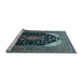 Sideview of Machine Washable Medallion Light Blue Traditional Rug, wshtr261lblu