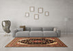 Machine Washable Medallion Brown Traditional Rug in a Living Room,, wshtr261brn