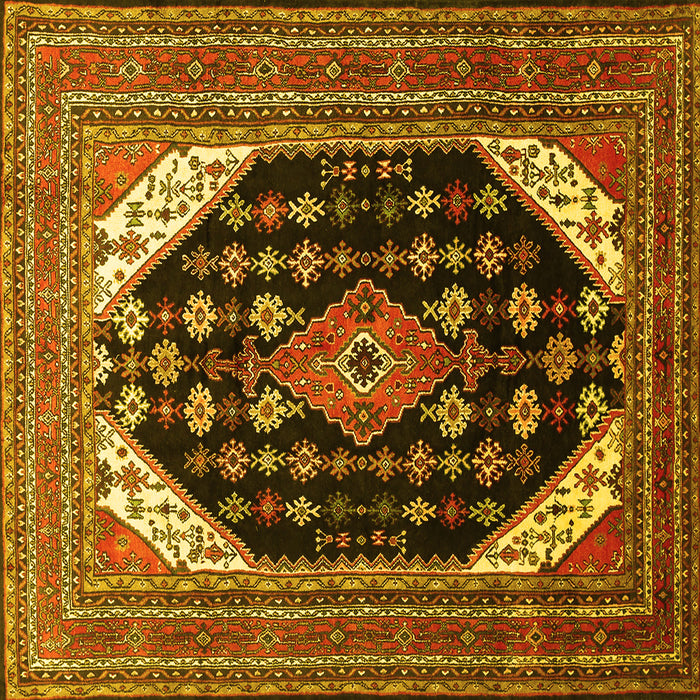 Square Medallion Yellow Traditional Rug, tr261yw