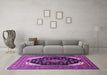 Machine Washable Medallion Purple Traditional Area Rugs in a Living Room, wshtr261pur