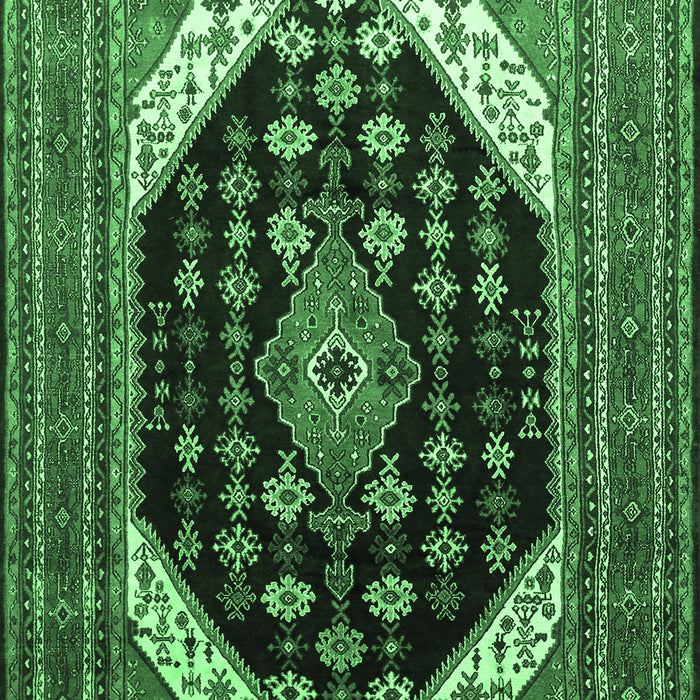 Machine Washable Medallion Emerald Green Traditional Area Rugs, wshtr261emgrn