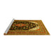 Sideview of Machine Washable Medallion Yellow Traditional Rug, wshtr261yw