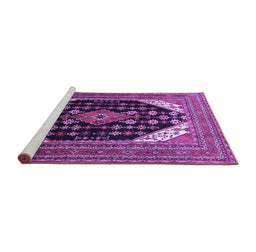 Sideview of Machine Washable Medallion Purple Traditional Area Rugs, wshtr261pur