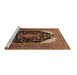 Sideview of Machine Washable Medallion Brown Traditional Rug, wshtr261brn