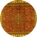 Round Persian Yellow Traditional Rug, tr2620yw