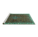 Sideview of Machine Washable Persian Turquoise Traditional Area Rugs, wshtr2620turq