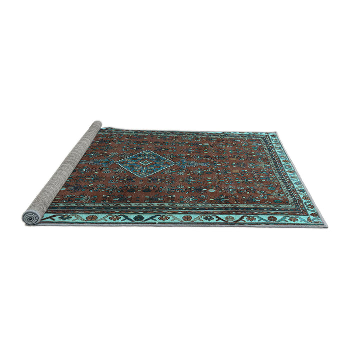 Sideview of Machine Washable Persian Light Blue Traditional Rug, wshtr2620lblu