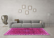 Machine Washable Persian Pink Traditional Rug in a Living Room, wshtr2620pnk