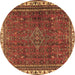 Round Persian Brown Traditional Rug, tr2620brn